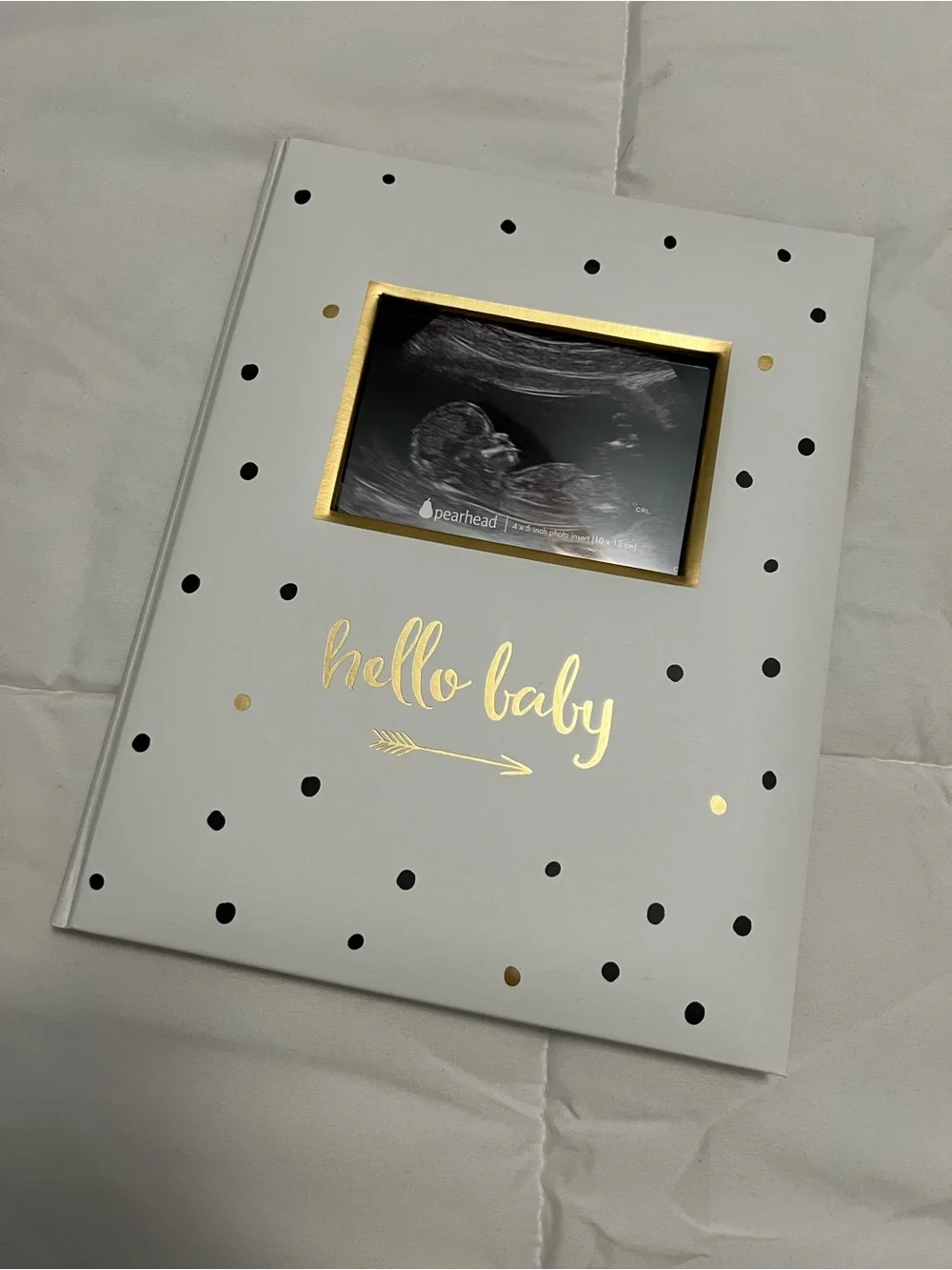 Pearhead White & Gold Polka Dot Baby Memory Book